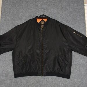 Vintage Clench Jeans Jacket Mens 4XL Black Nylon Bomber Oversized Hip Hop Baggy